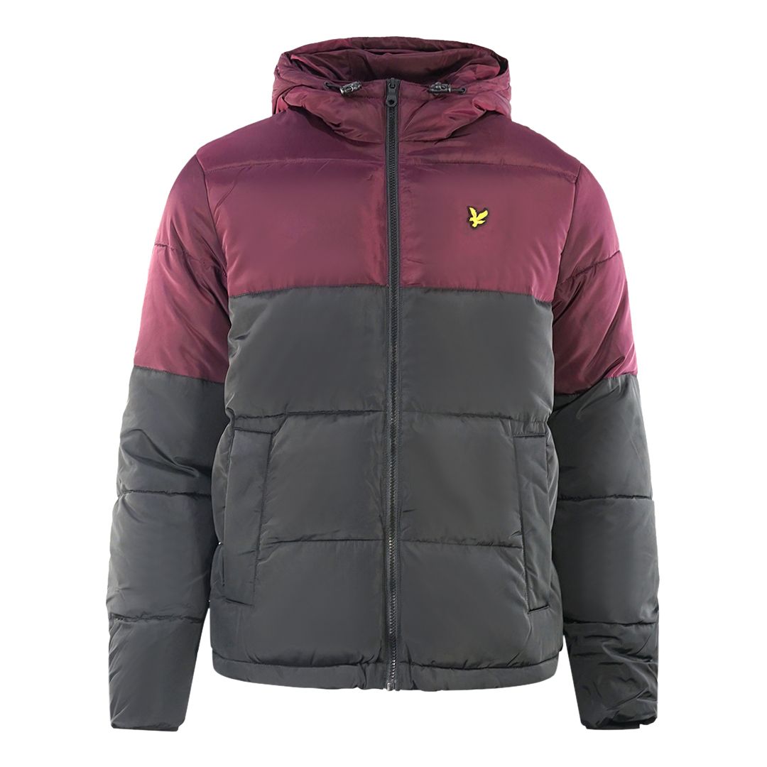 Farbblock-Pufferjacke mit Kapuze