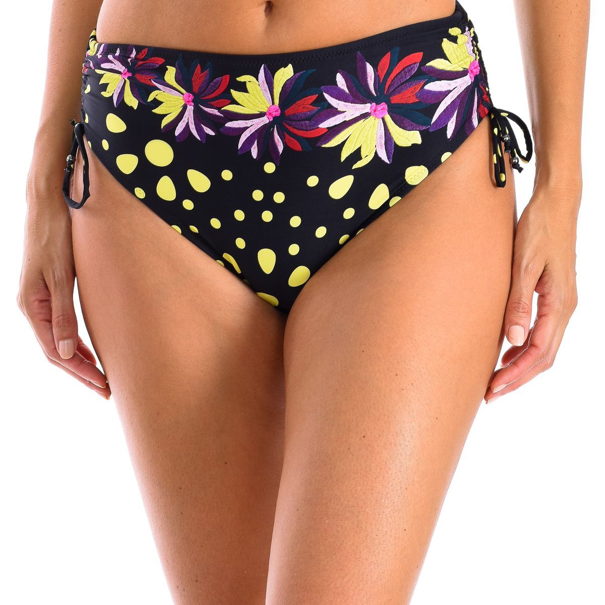 Hochtaillierte Bikinihose mit Blumendruck