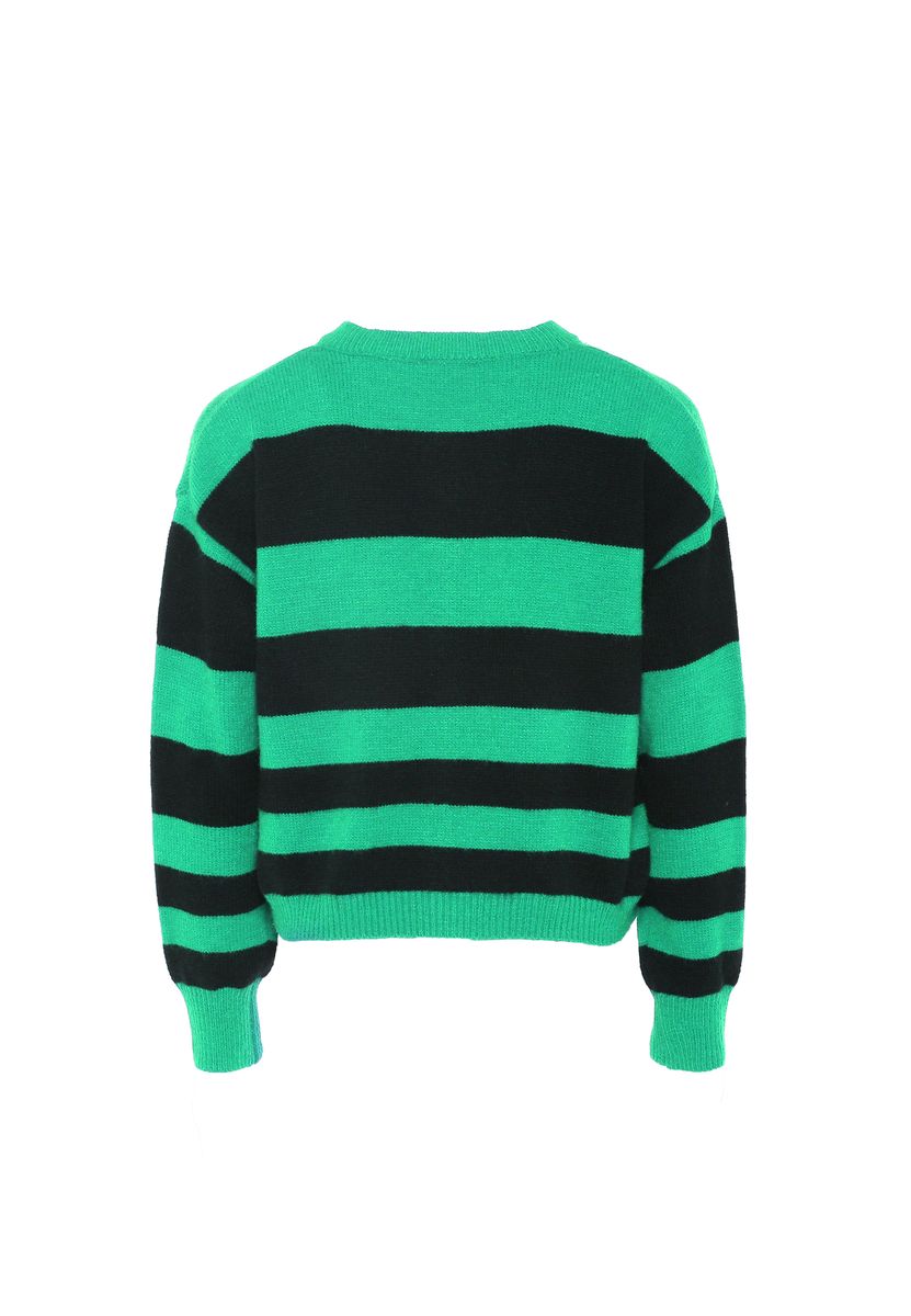Gestreifte Strickjacke mit Rundhalsausschnitt