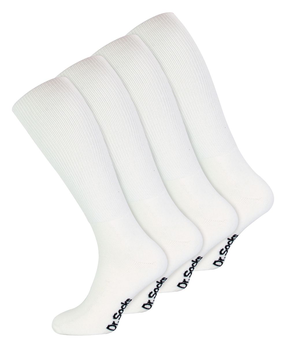 Herren-Kniestrümpfe für Diabetiker | Dr.Socks | Extra breite, lose, lange Bambussocken für geschwollene Beine - weiß