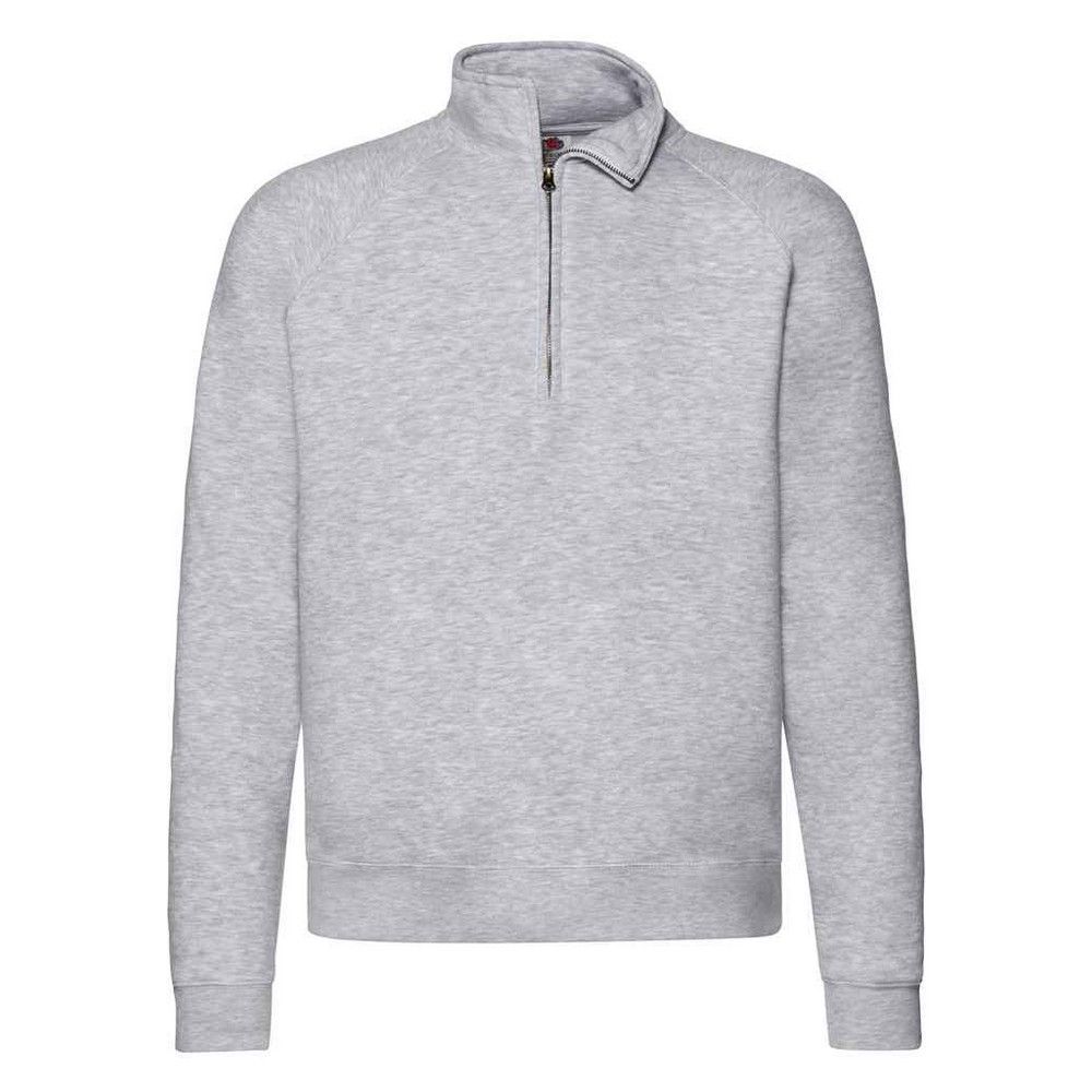Herren Heather Grey Sweatshirt mit halbem Reißverschluss