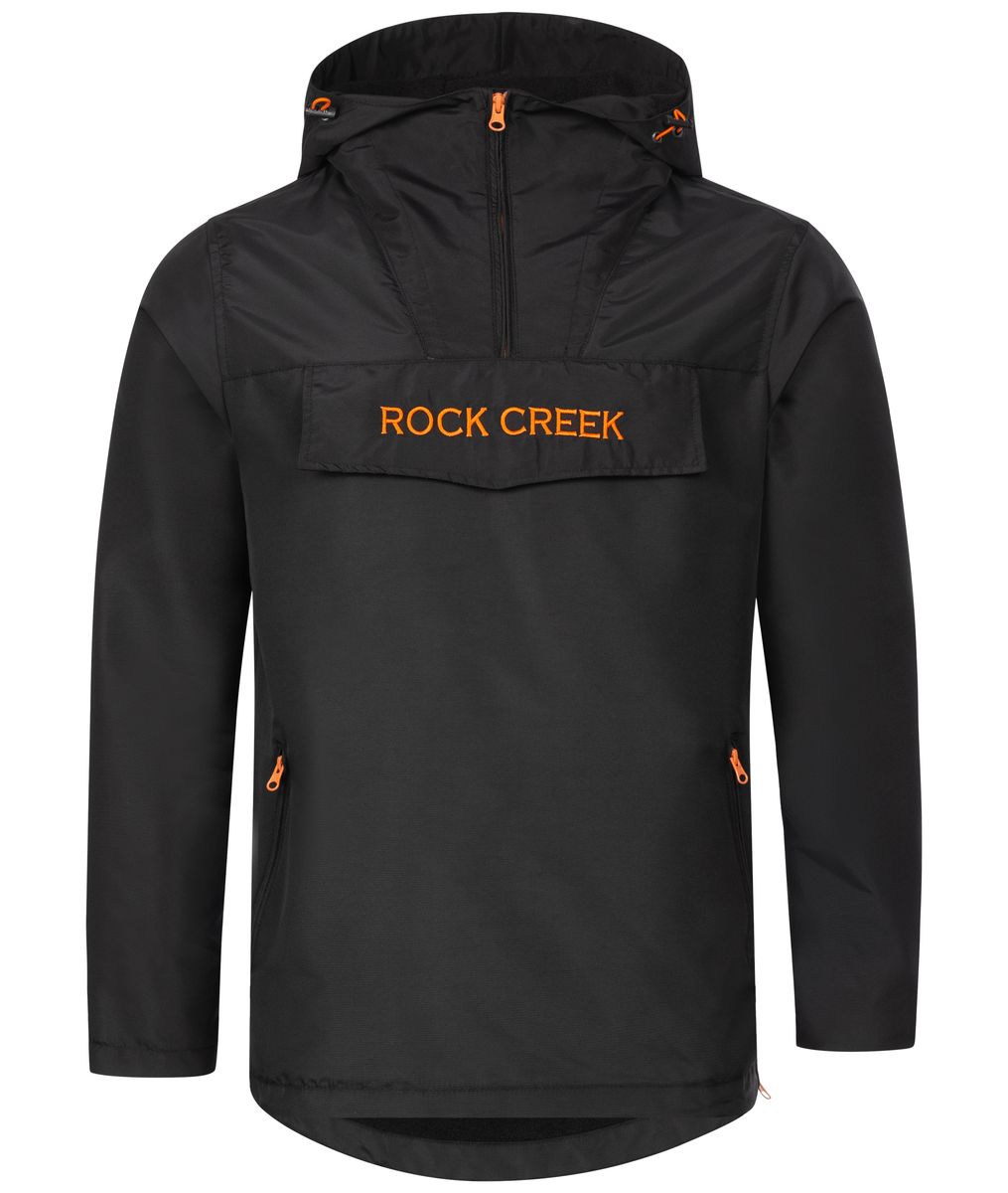 Schwarze Anorak Jacke zum Überziehen mit Kapuze