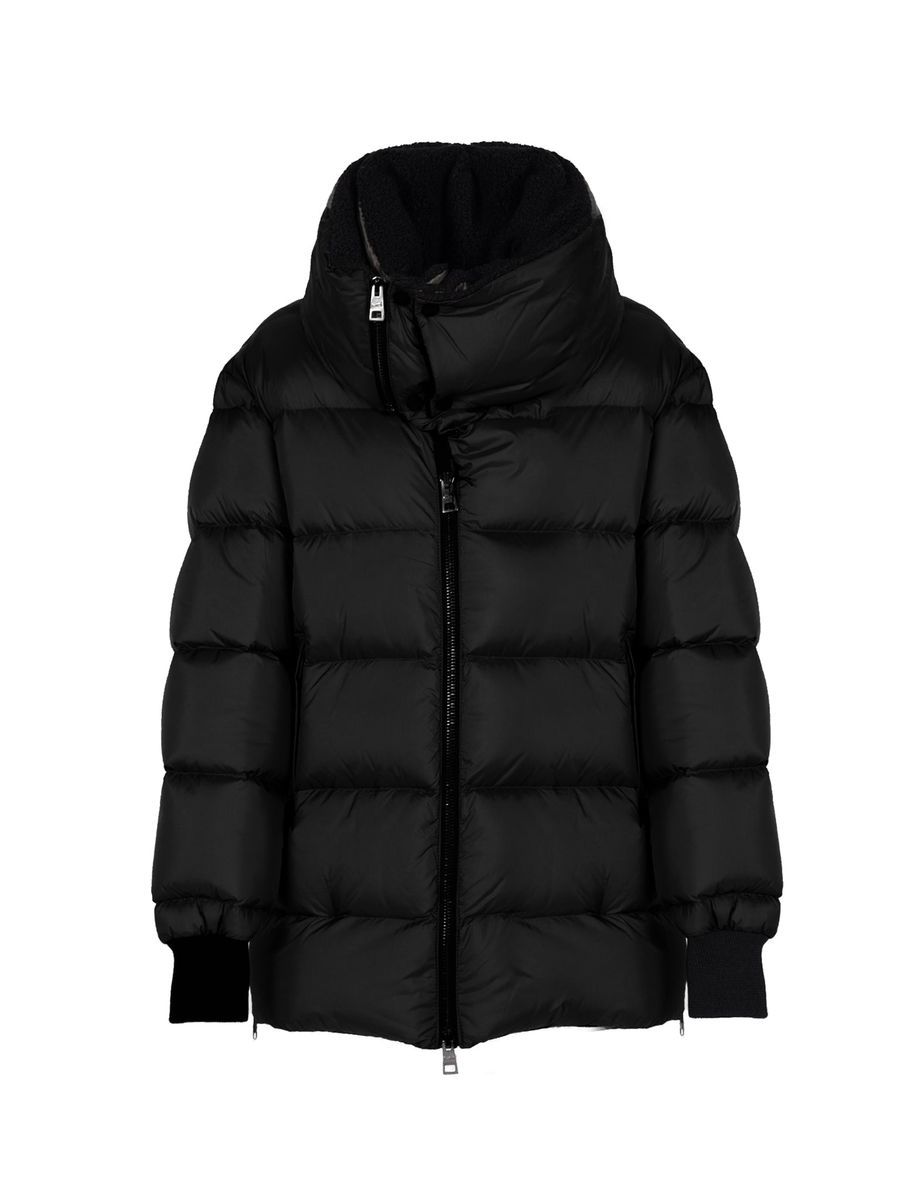 Schwarze Gepolsterte Winterjacke mit Trichterkragen