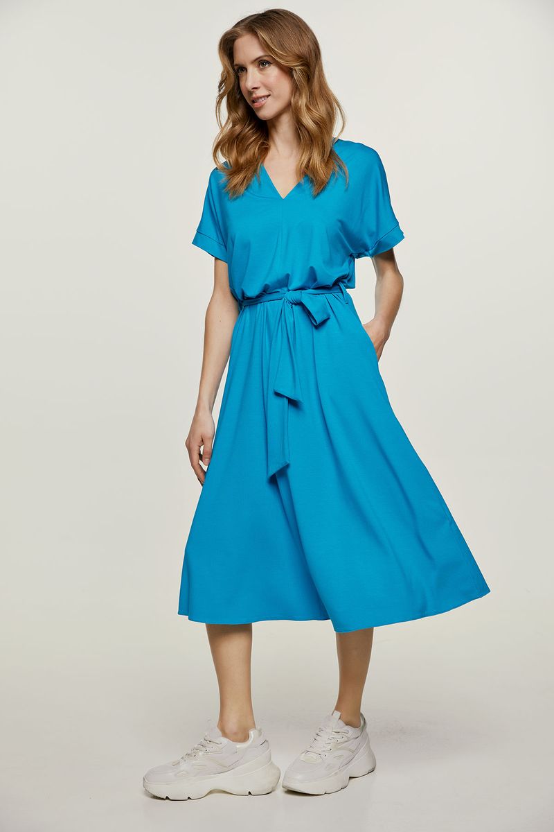 Jersey-Midikleid mit Gürtel