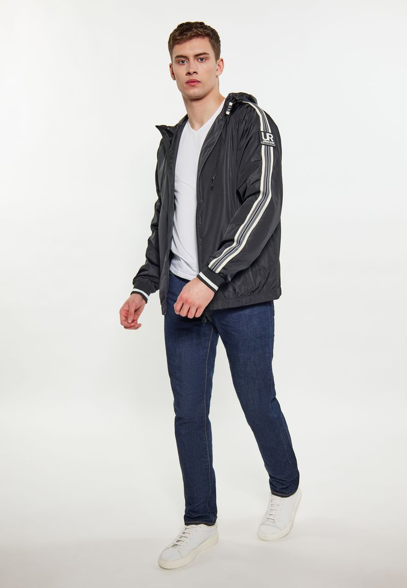 Sportlicher Kapuzenblouson mit Streifen