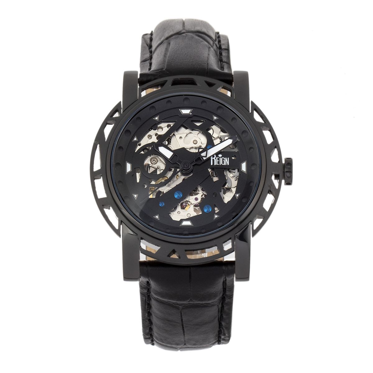 Herren Automatische Skelett Lederuhr