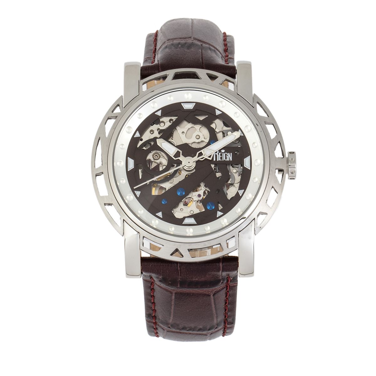 Herren Automatische Skelett Lederuhr