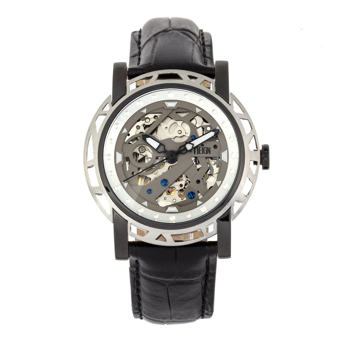 Herren Automatische Skelett Lederuhr
