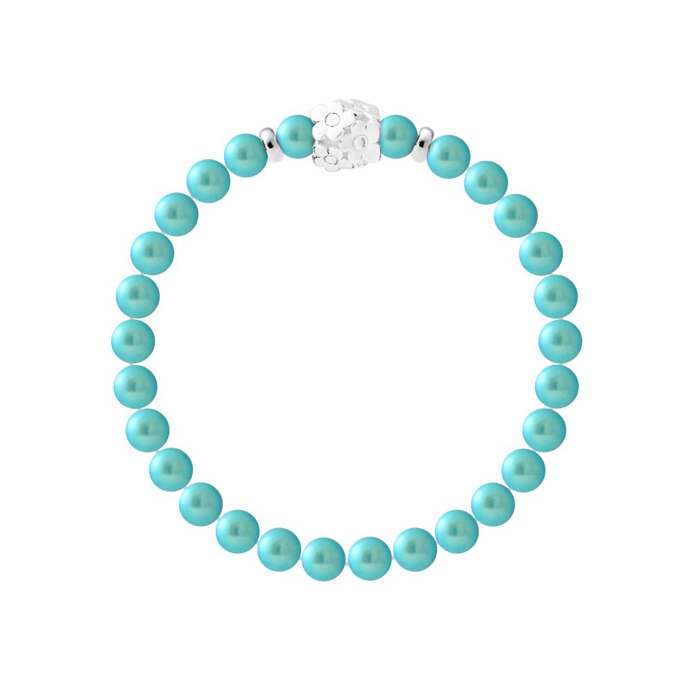 Türkisfarbenes Perlenarmband mit Blumenperle