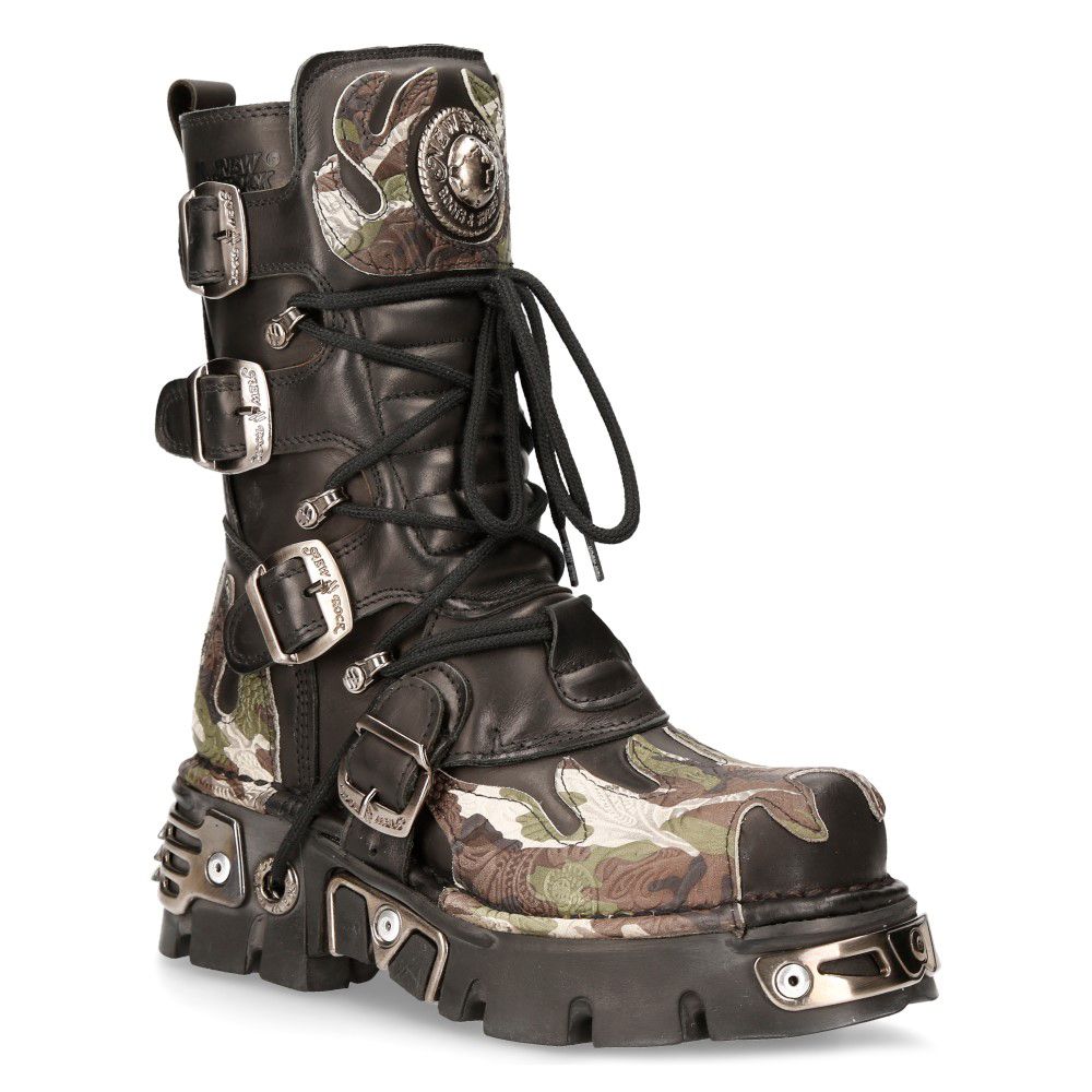 Biker-Stiefel mit Camouflage-Flammen