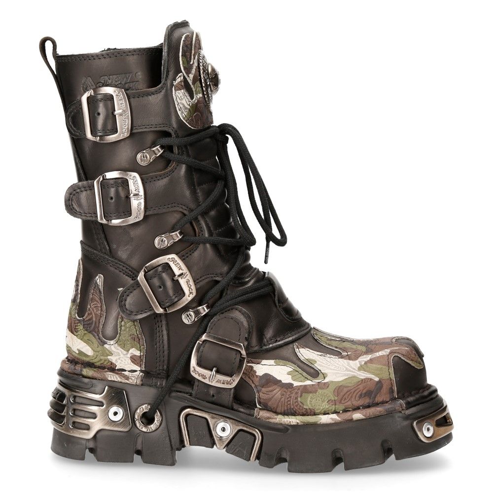 Biker-Stiefel mit Camouflage-Flammen