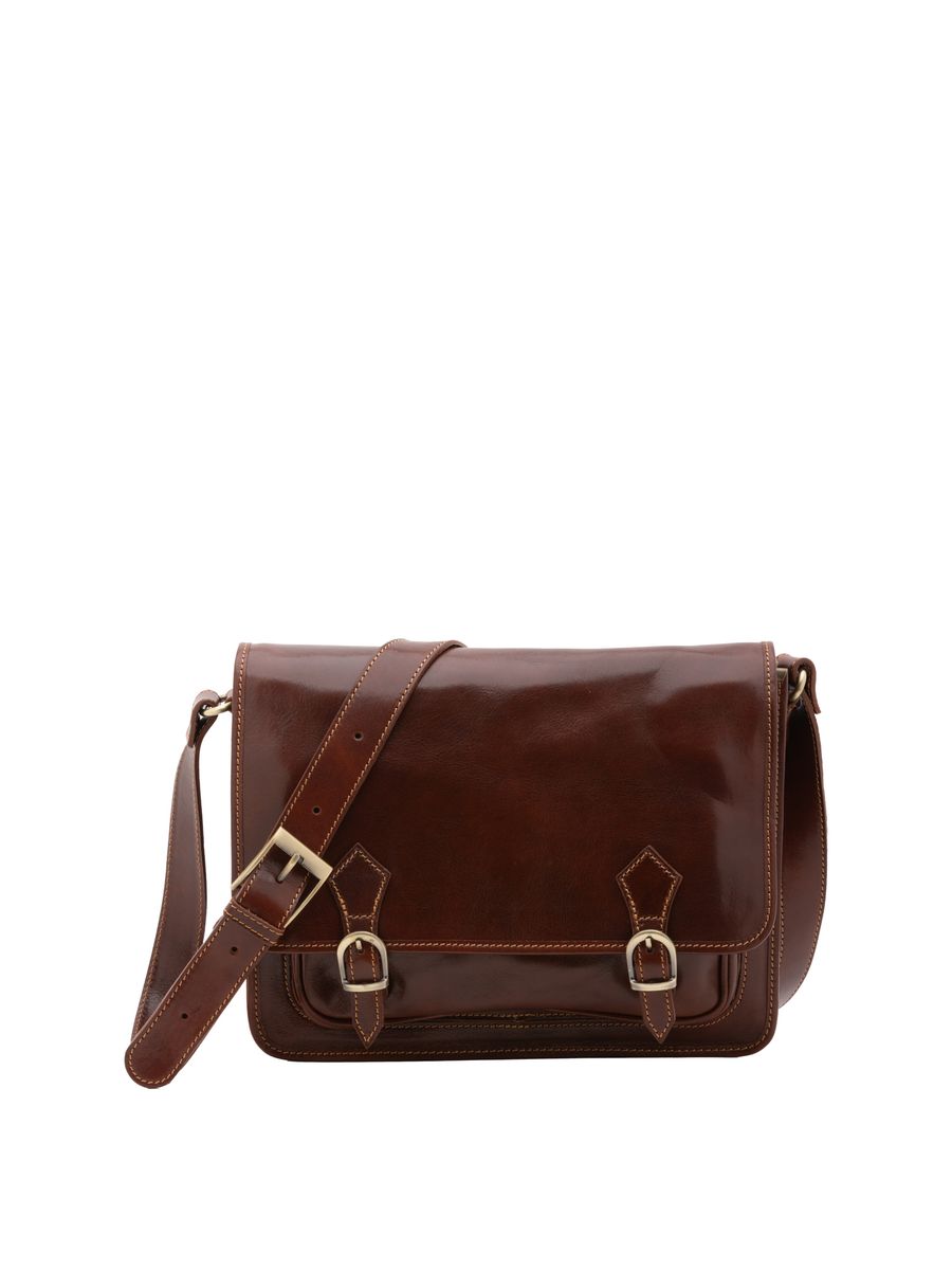 Klassische Leder-Satchel-Umhängetasche