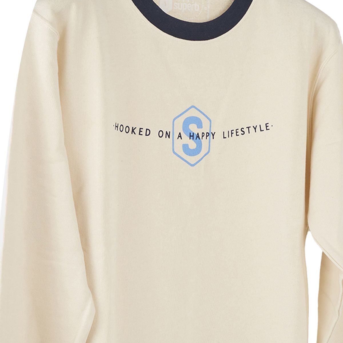 Grafik-Sweatshirt mit kontrastierenden Rippbündchen