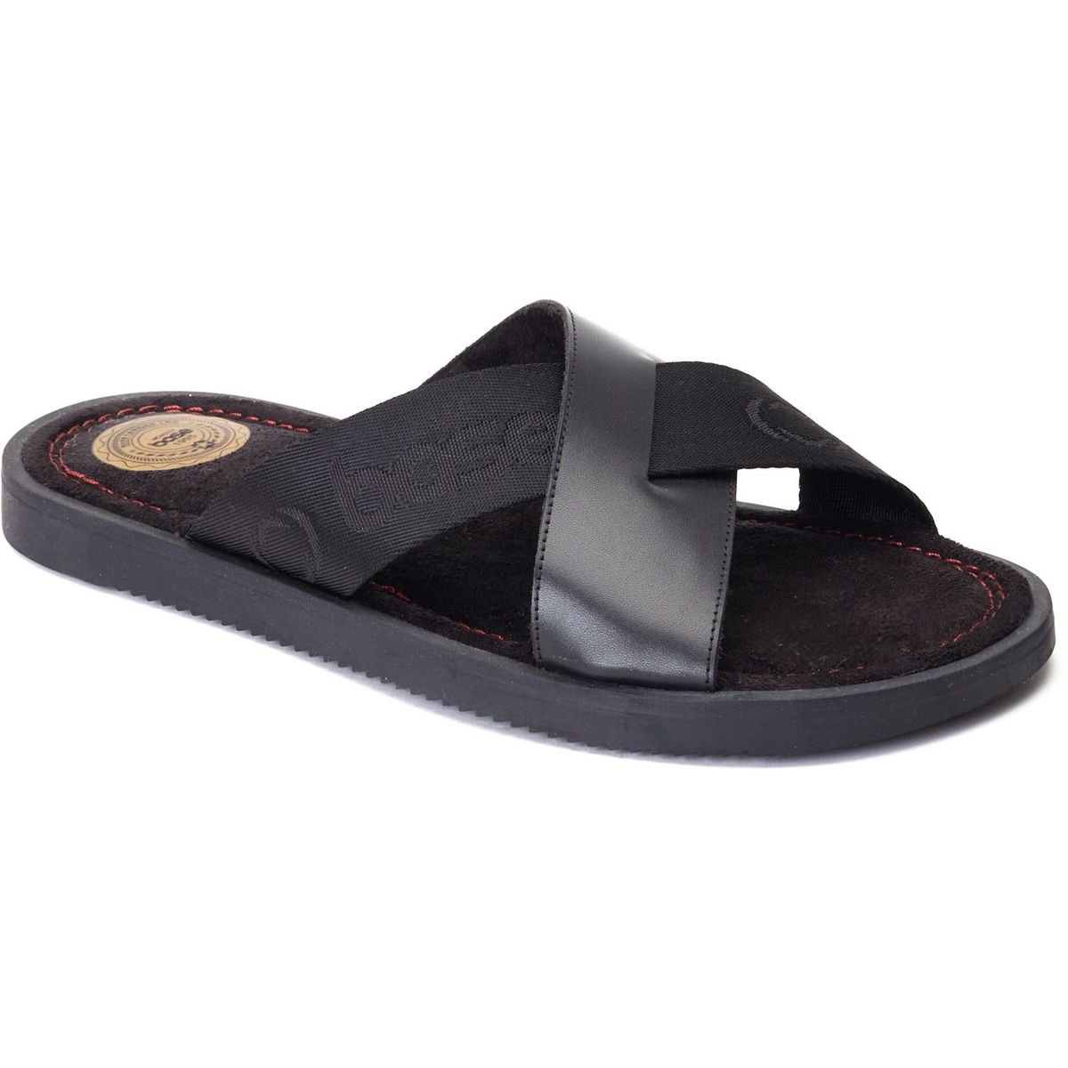 Base London Webb Herren Sandalen aus schwarzem Leder