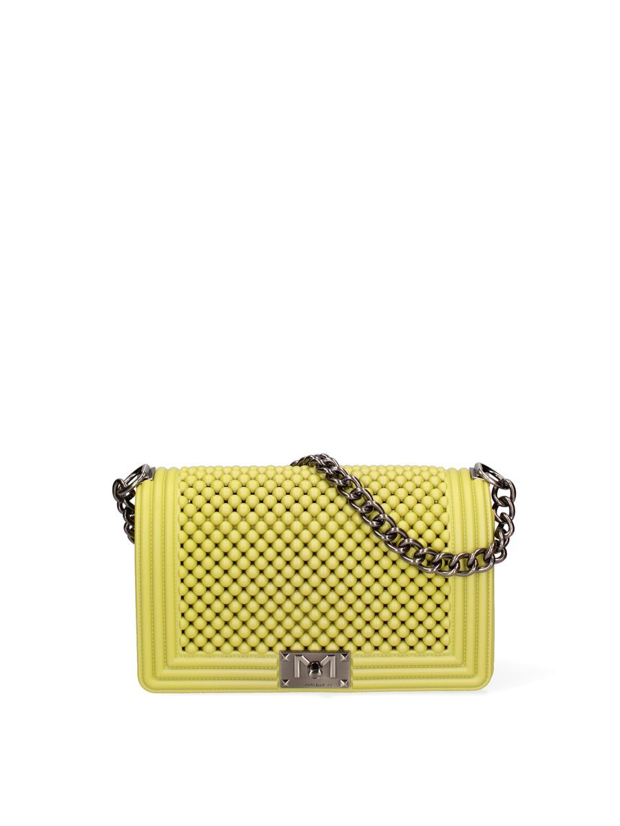 Helle gelbe Perlen-Tasche mit Kette