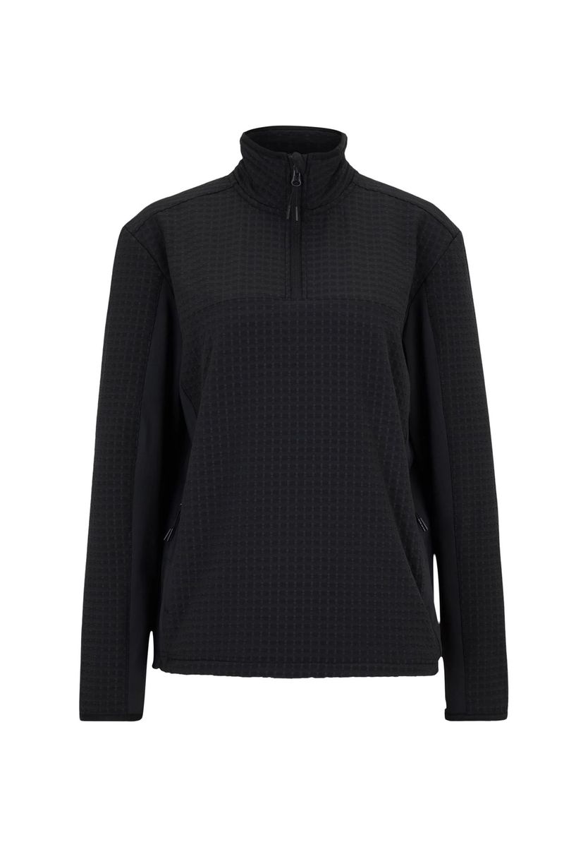 Schwarzes Langarmshirt mit Viertelreißverschluss