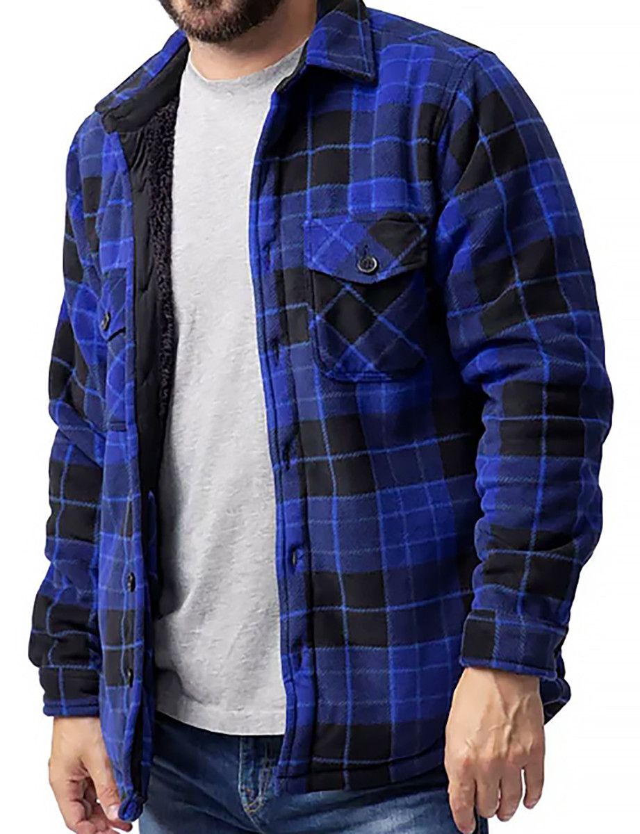Gesteppte karierte Flanell-Hemdjacke