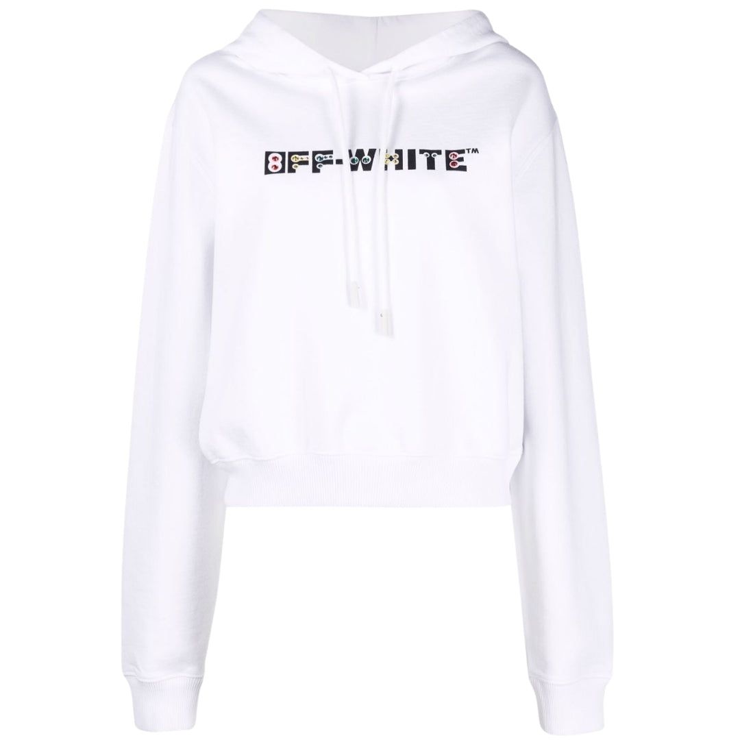 Kurzer Kapuzenpullover mit geometrischem Logo