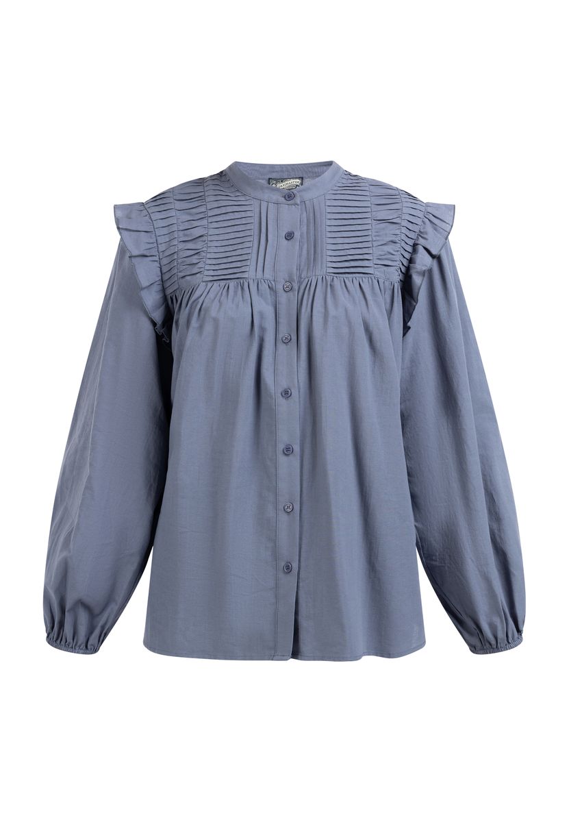 Baumwollbluse mit Rüschen und langen Ärmeln