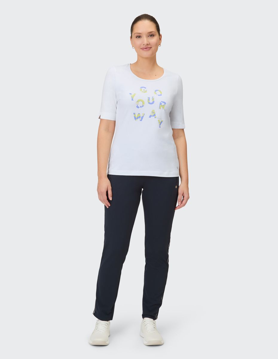 Weißes Baumwollmischgewebe Grafik T-Shirt