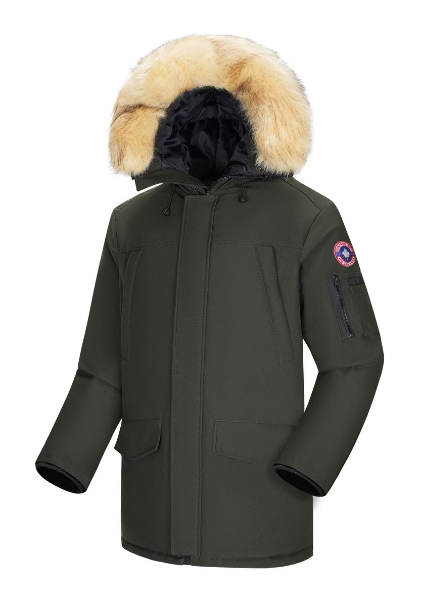 Herren Winterparka mit Kunstfellkapuze