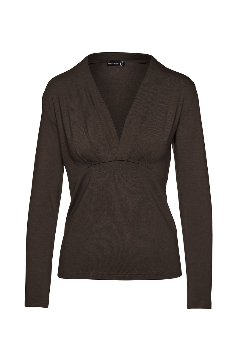 Braunes Faux Wickel Langarmshirt