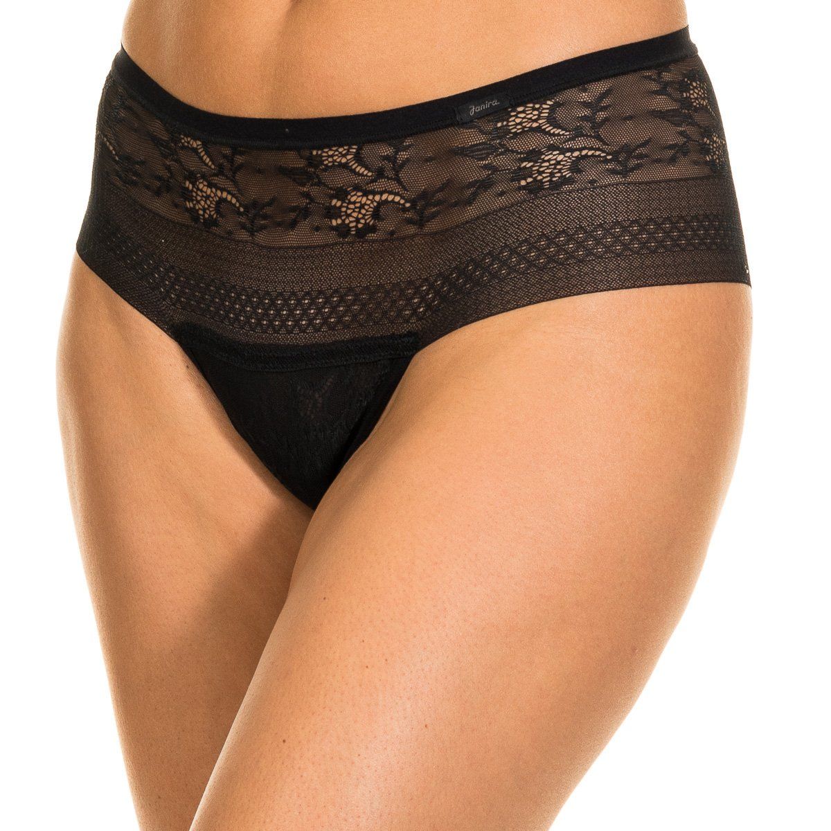 Weiße, hochtaillierte Spitzenunterhose