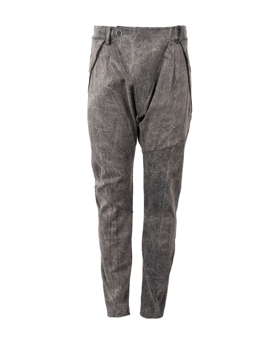 Graue Drop-Crotch Slim Fit Hose