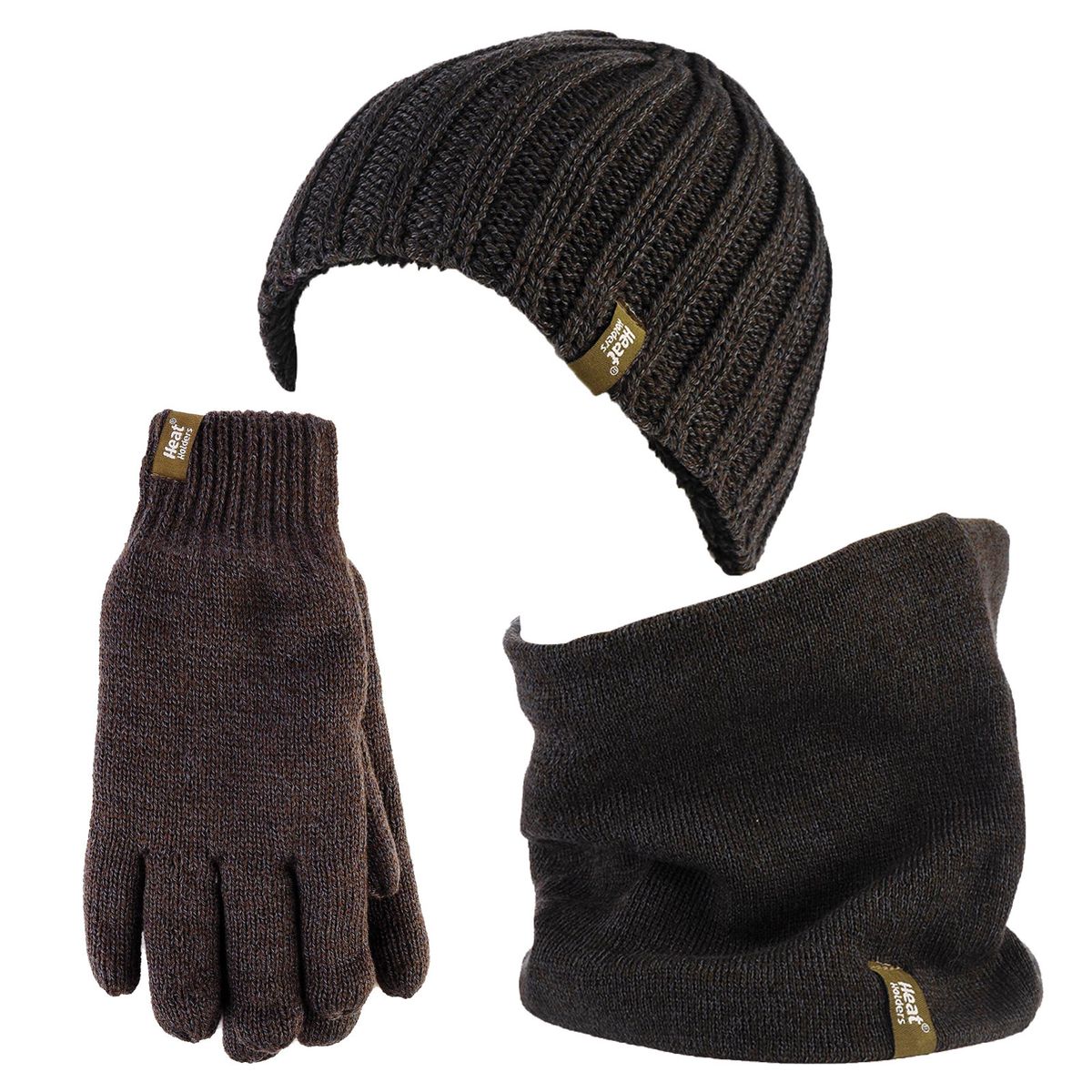 Wärmehalter - Thermische Wintermütze, Halswärmer und Handschuhe aus Fleece für Männer - Khaki Grün