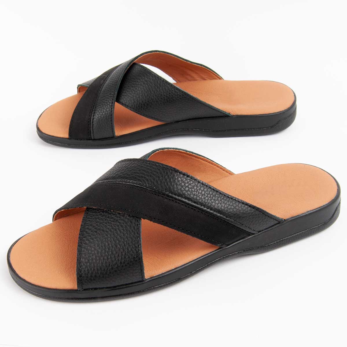 Herren Leder Kreuzriemen Pantolette