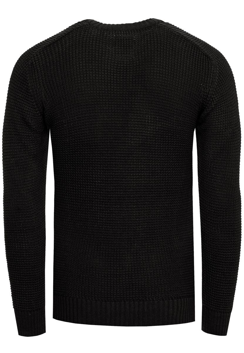 Strukturierter Grobstrick-Pullover mit Rundhals