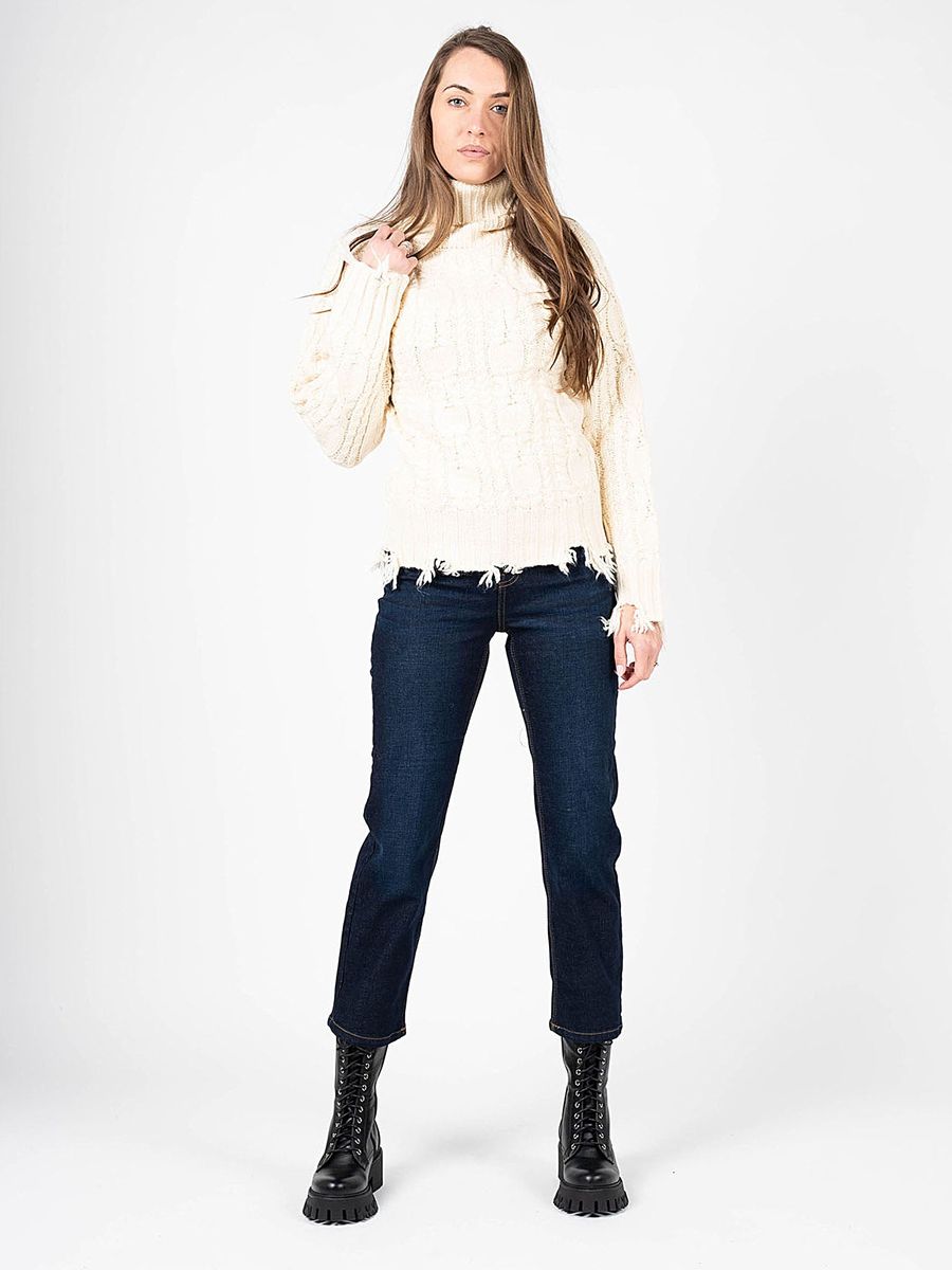 Übergroßer Grobstrick-Rollkragenpullover