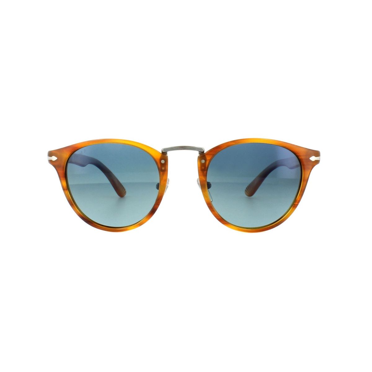 Runde Schildpatt-Sonnenbrille mit blauen Gläsern