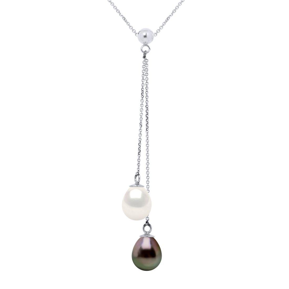 Lariat-Halskette mit Doppelperle