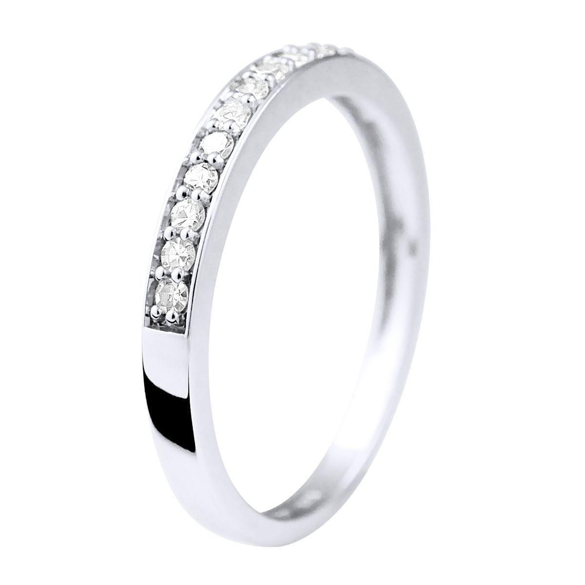 Klassischer diamantbesetzter Weißgoldring