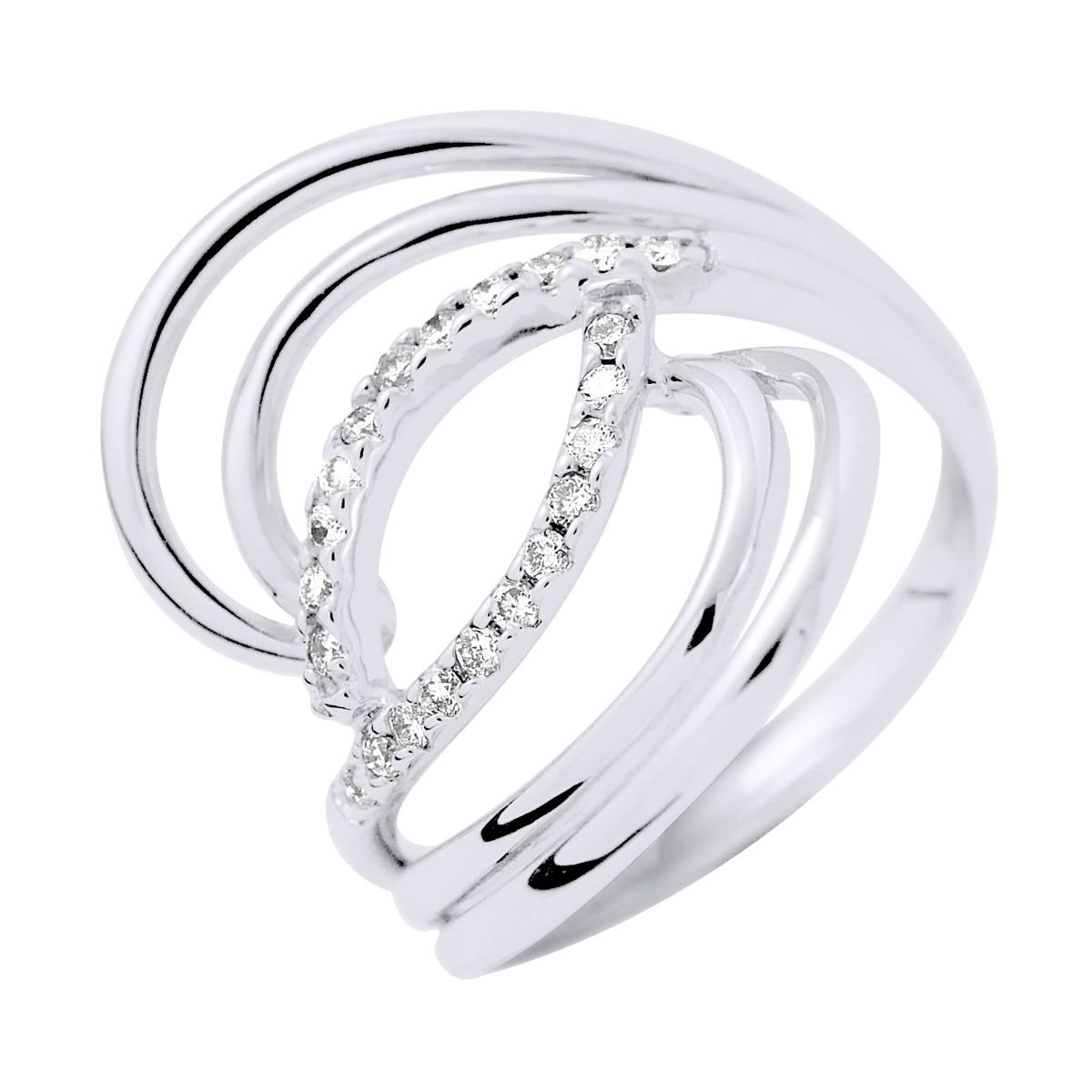 Klassischer diamantbesetzter Weißgoldring