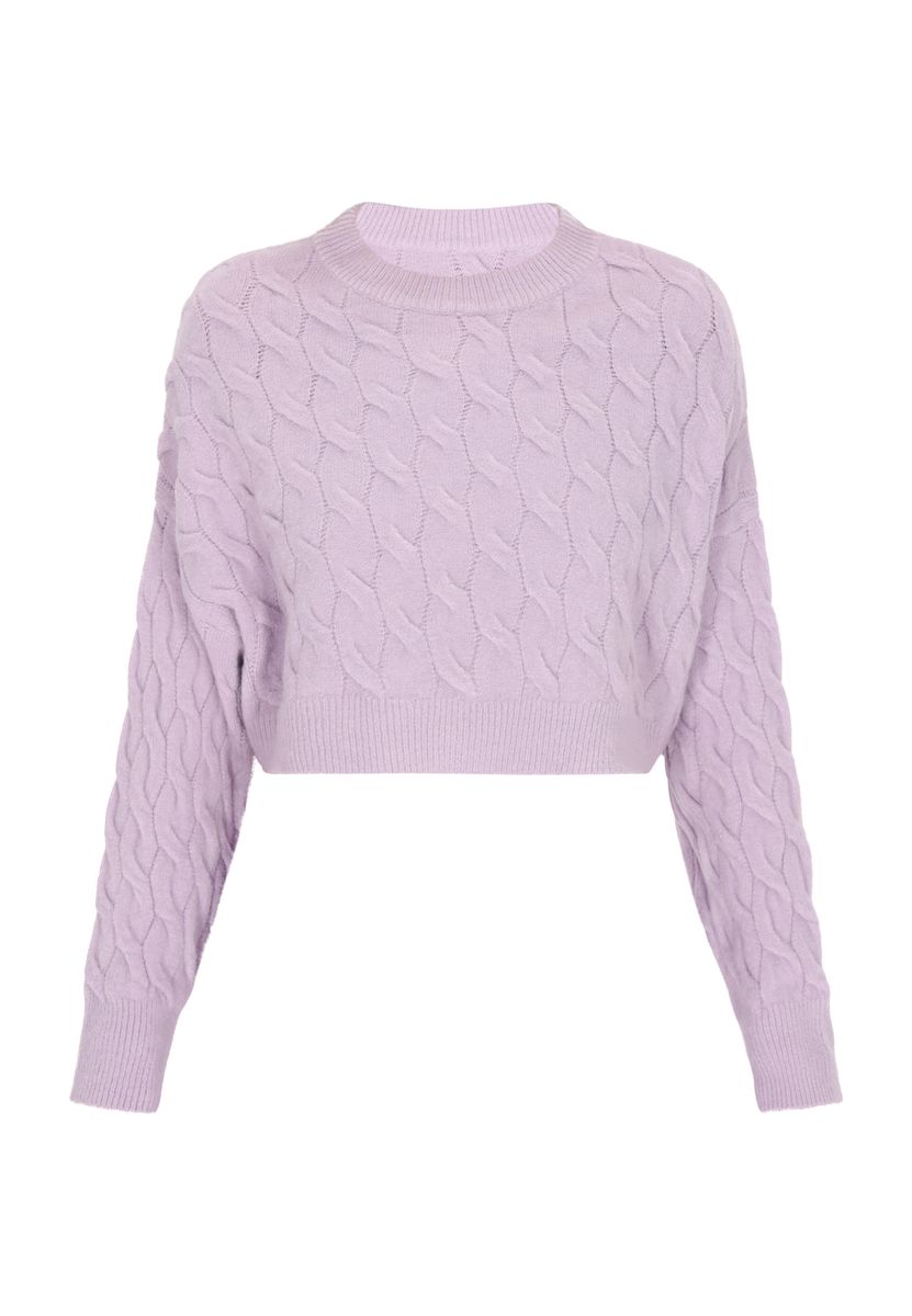 Kurz geschnittener Zopfmuster-Pullover