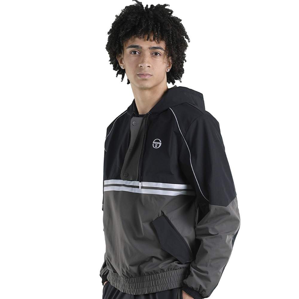 Kapuzen-Schlupfjacke mit Kontrast-Einsätzen