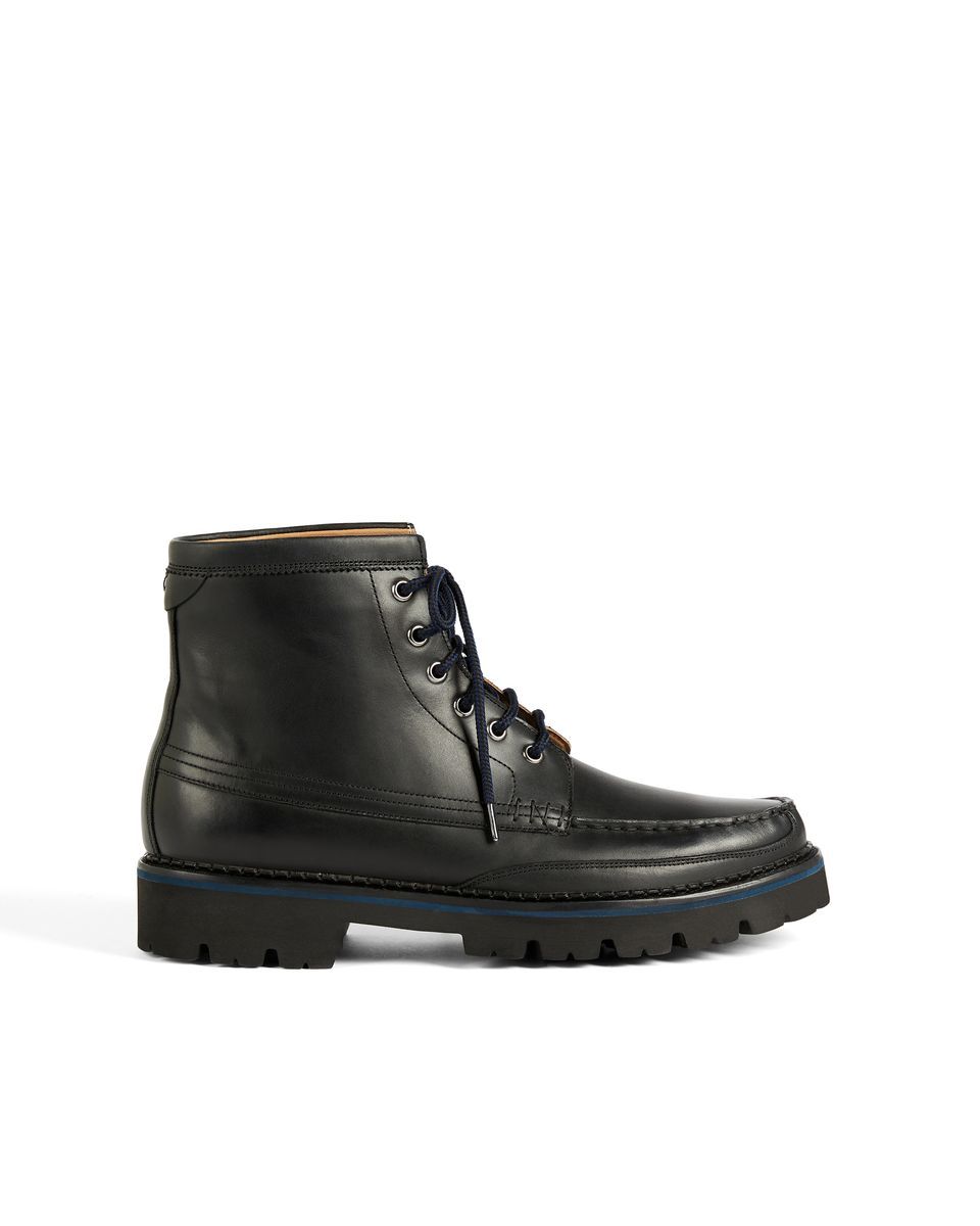 Klassischer Leder Mokassin Zehenknöchel Stiefel