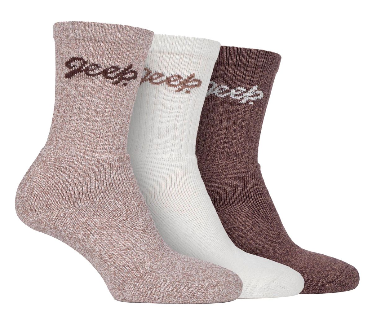 Womens Wandern Boot Socken | Jeep | Damen gerippt Outdoor gepolsterte Socken mit verstärkter Ferse und Spitze - Tan / Creme