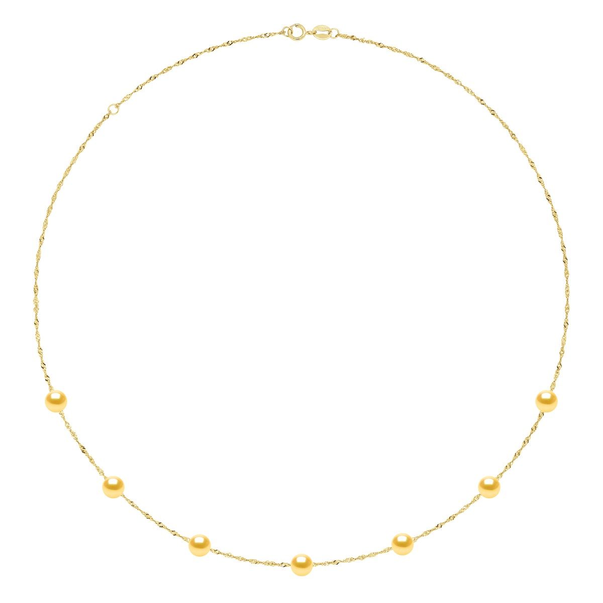 Goldene Halskette mit Süßwasserperlen