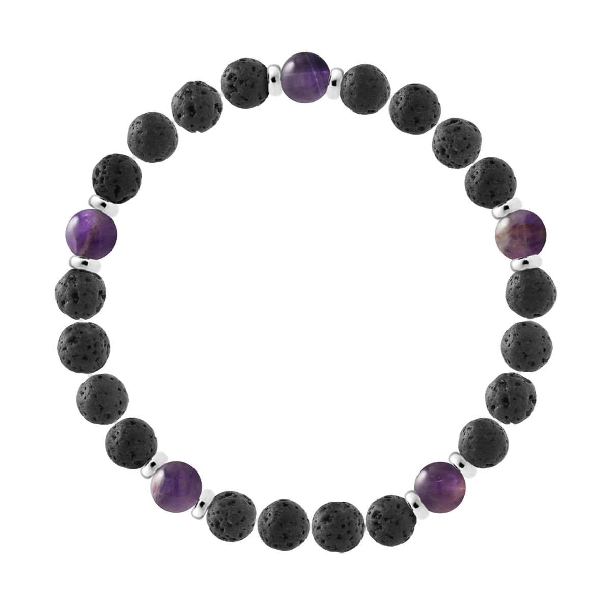 Lava Stein Amethyst Perlenarmband