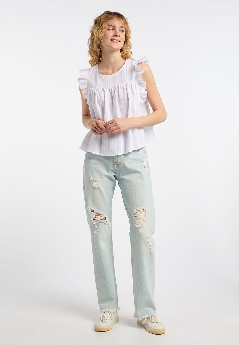 Strukturierte Boho-Bluse mit Rüschen