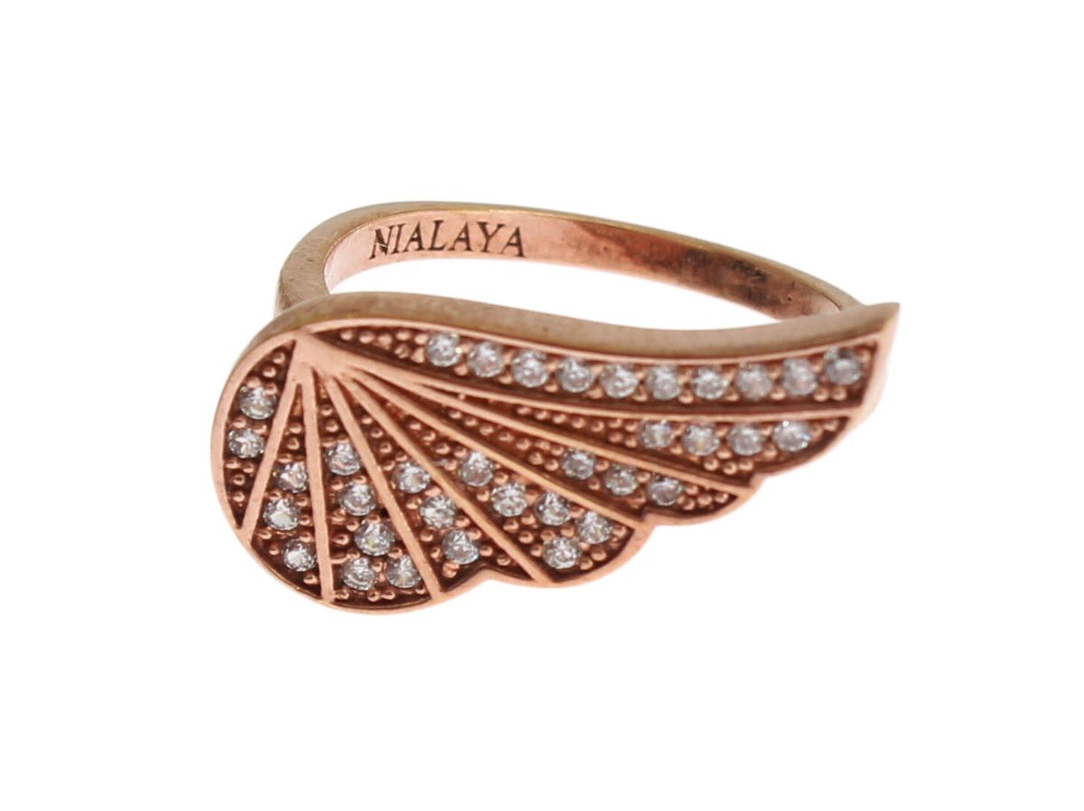 Nialaya Pink Gold 925 Silber Damen Klarer CZ Ring