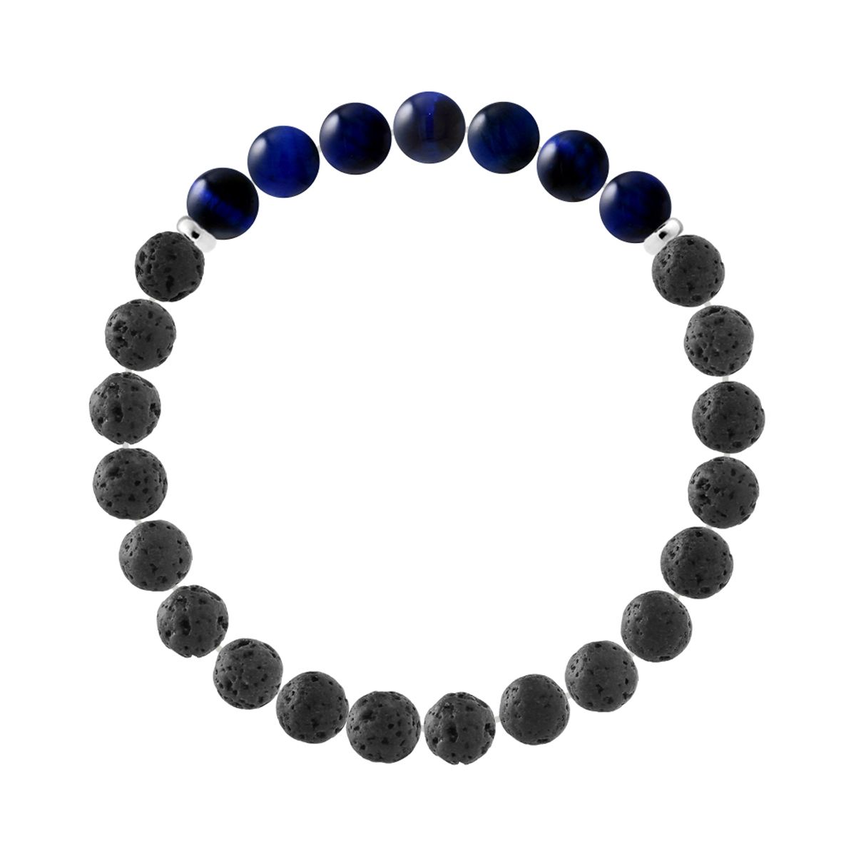 Perlenarmband aus Lavastein und Falkenauge