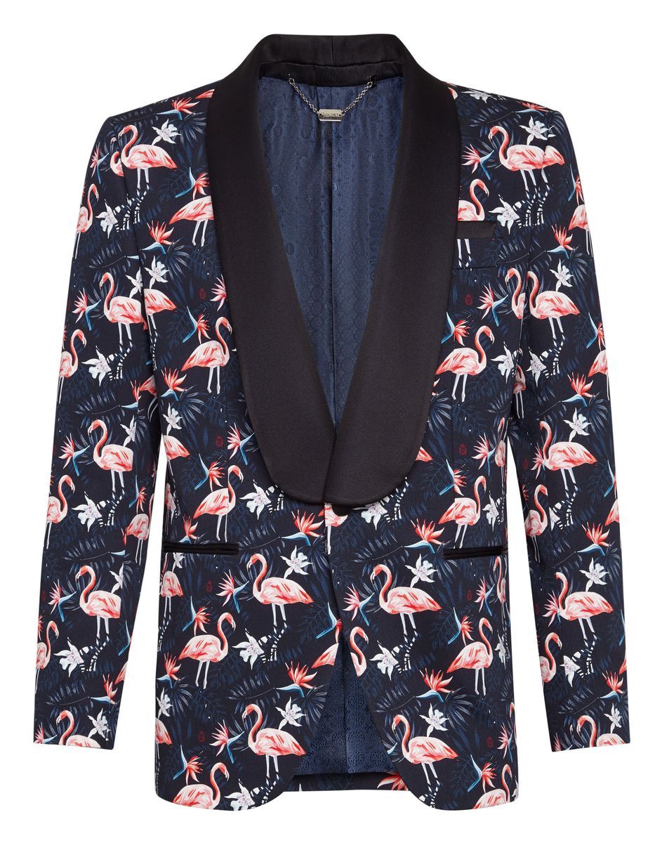 Dinner Jackett mit Flamingo- und Palmenmuster