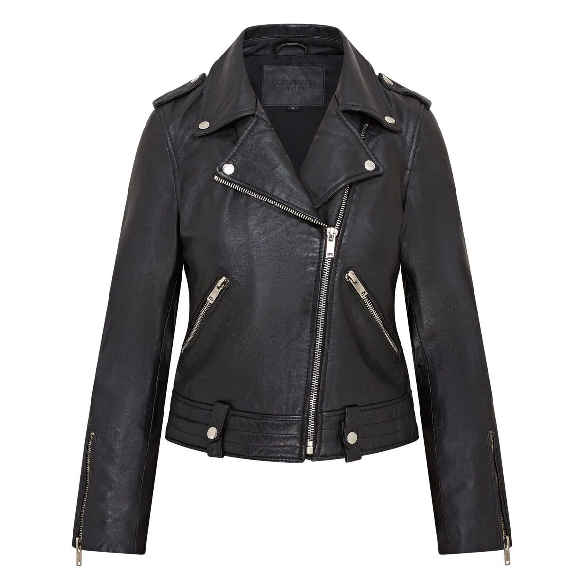 Klassische schwarze Bikerjacke aus Leder