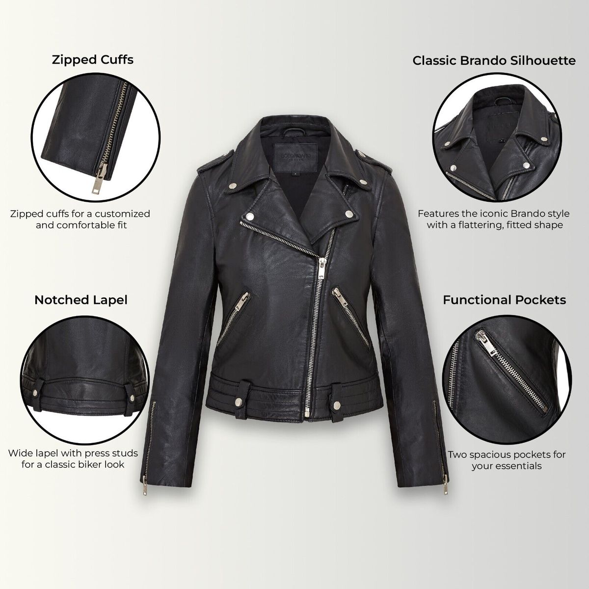 Klassische Bikerjacke im Brando-Stil