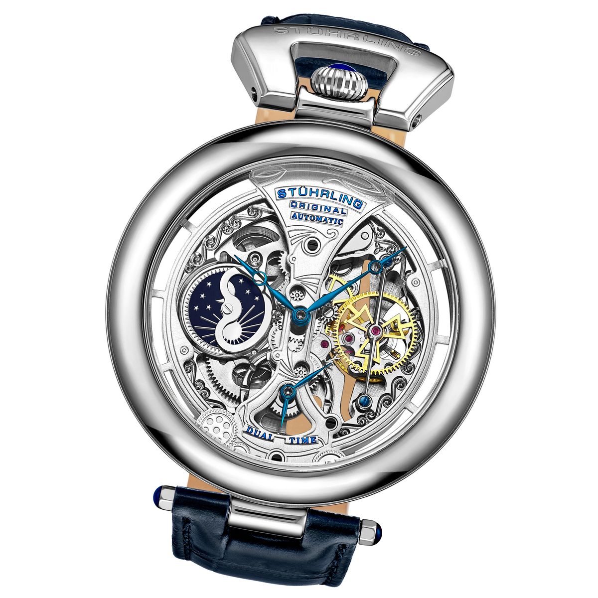 Skelettierte Automatik-Uhr mit Dualzeit