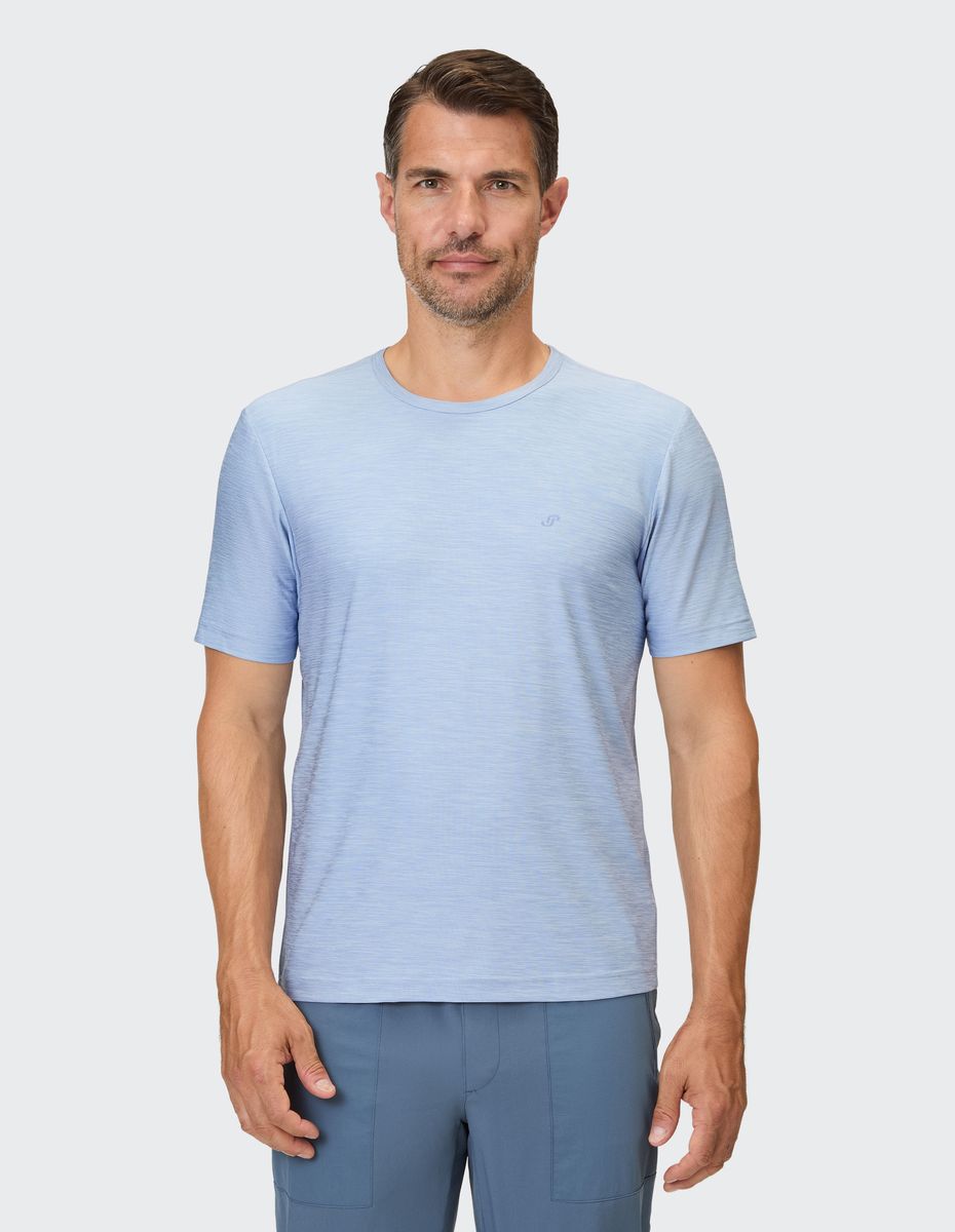 Funktionales Melange-T-Shirt mit Rundhalsausschnitt
